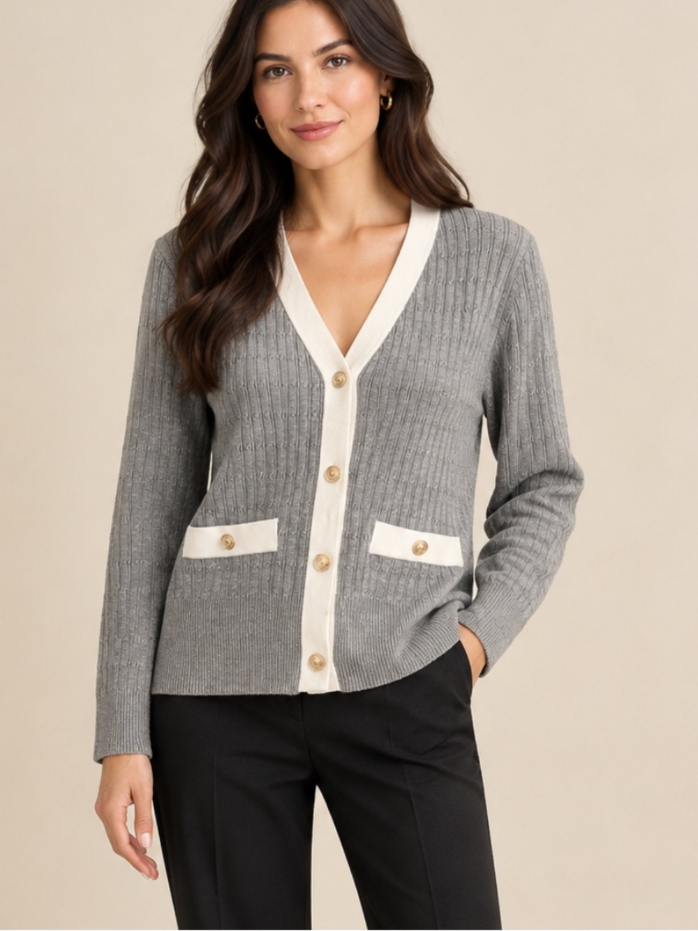 NWT Adrianna Papell Long Sleeves Cable Cardigan